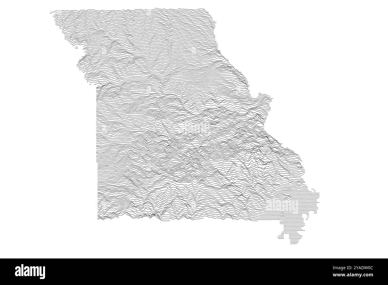 Missouri Ridgeline Karte mit einer vielfältigen Topographie vom Ozark Plateau bis zu den nördlichen Ebenen Stock Vektor
