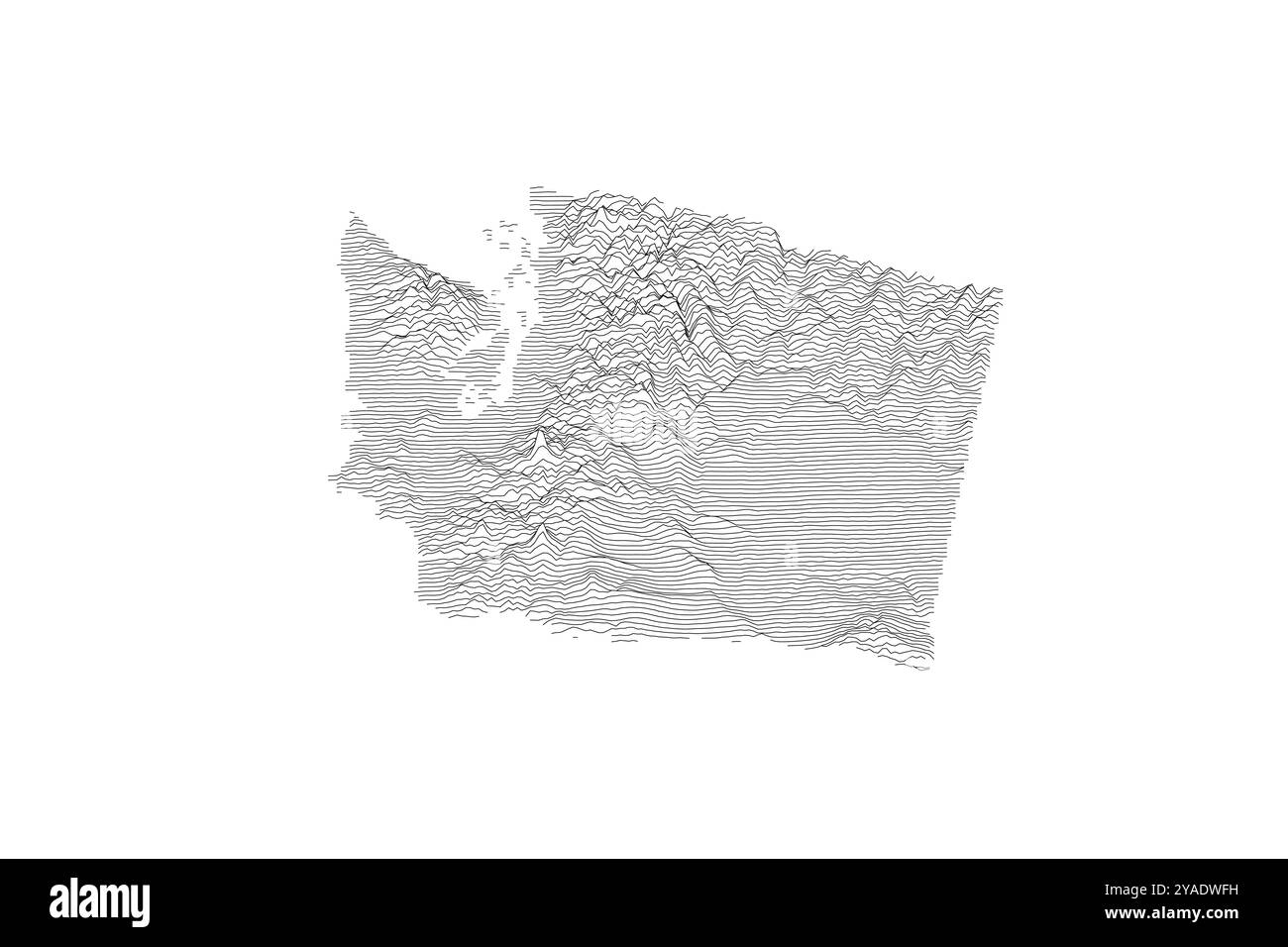 Washington Ridgeline Karte mit vielfältiger Topographie von der Pazifikküste bis zur Cascade Range und dem Columbia Plateau Stock Vektor