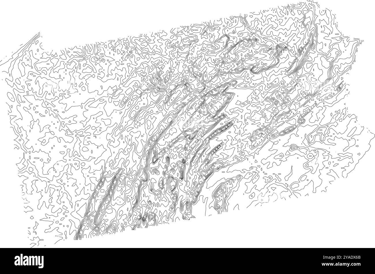 Umfassende Konturkarte des Bundesstaates Pennsylvania, die sein abwechslungsreiches Gelände von den Ebenen bis zu den Appalachen veranschaulicht Stock Vektor