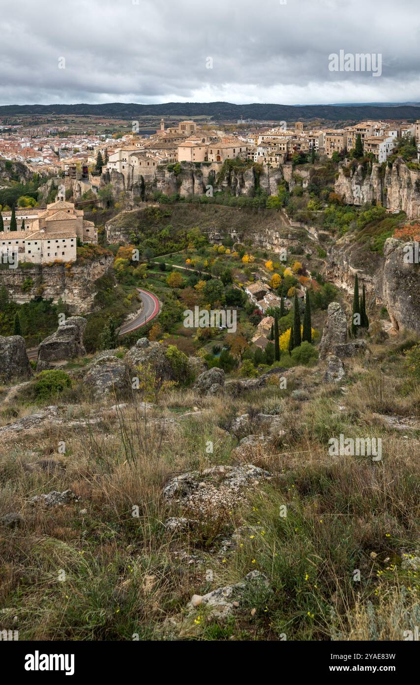 Mirador Barrio del Castillo, Cuenca, Castilla–La Mancha, Spanien, Europa Stockfoto