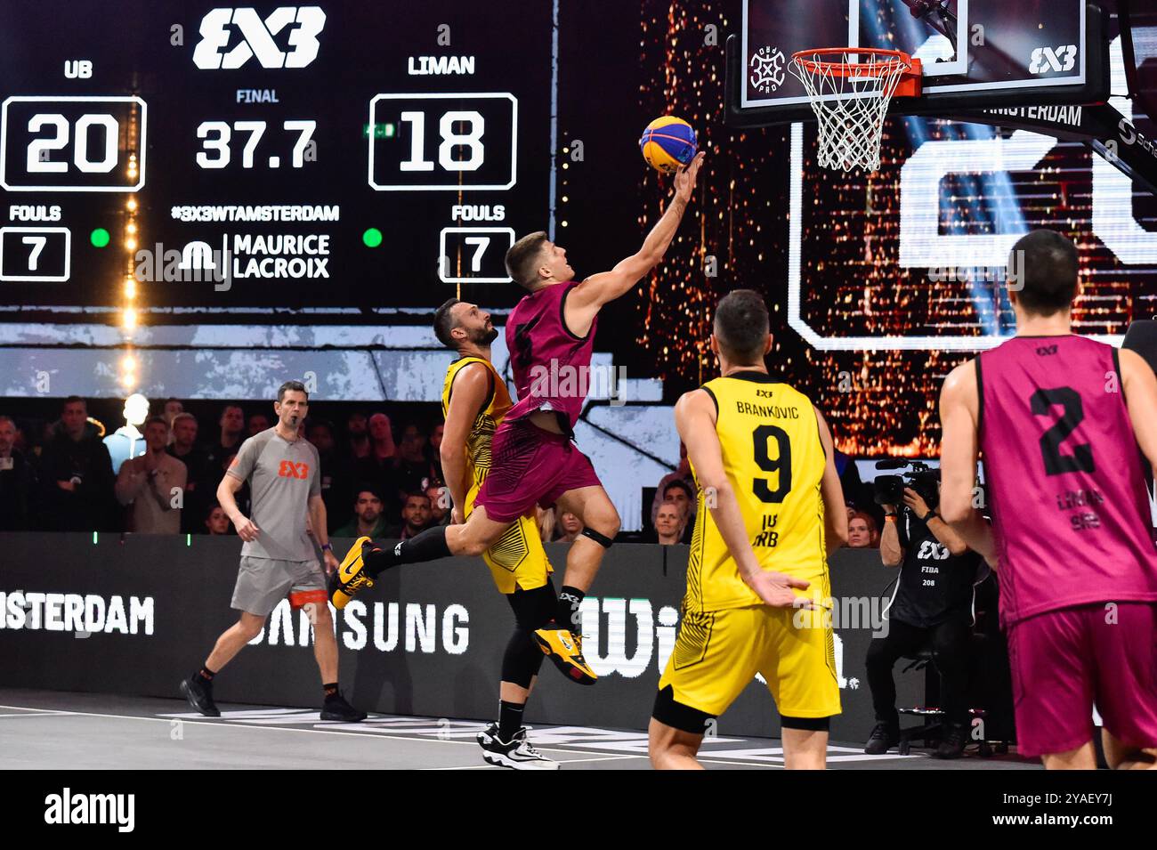 , - 13. OKTOBER: Dusan Popovic - Liman während des Finalspiels der FIBA 3x3 World Tour Amsterdam 2024 zwischen Ub und Liman am 13. Oktober 2024 in Gasthouder in Amsterdam, Niederlande. (Foto: Edwin J.H. de Vries/Orange Pictures) Credit: Orange Pics BV/Alamy Live News Stockfoto