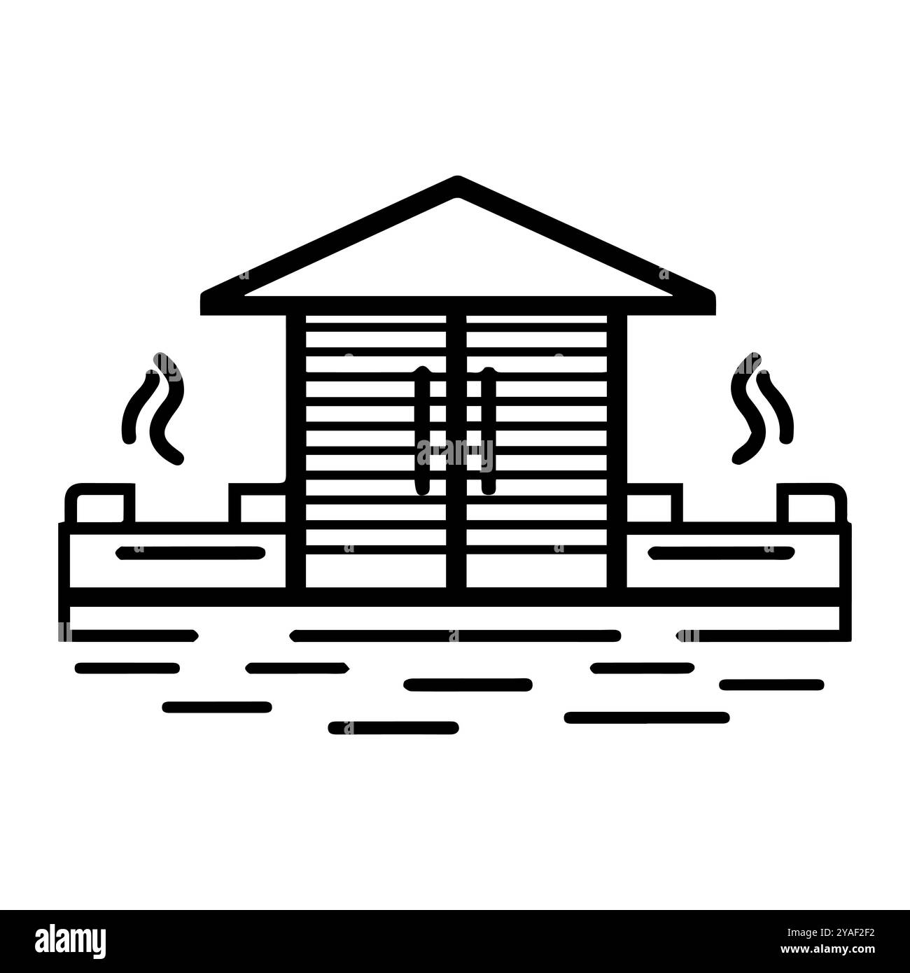 Symbol für Badehaus oder moderne Linie. Vektorgrafik und Ikonendesign mit auffälligen Konturen. Schwarz-weiß Pixel Perfect minimalistisches Symbol isoliert wh Stock Vektor