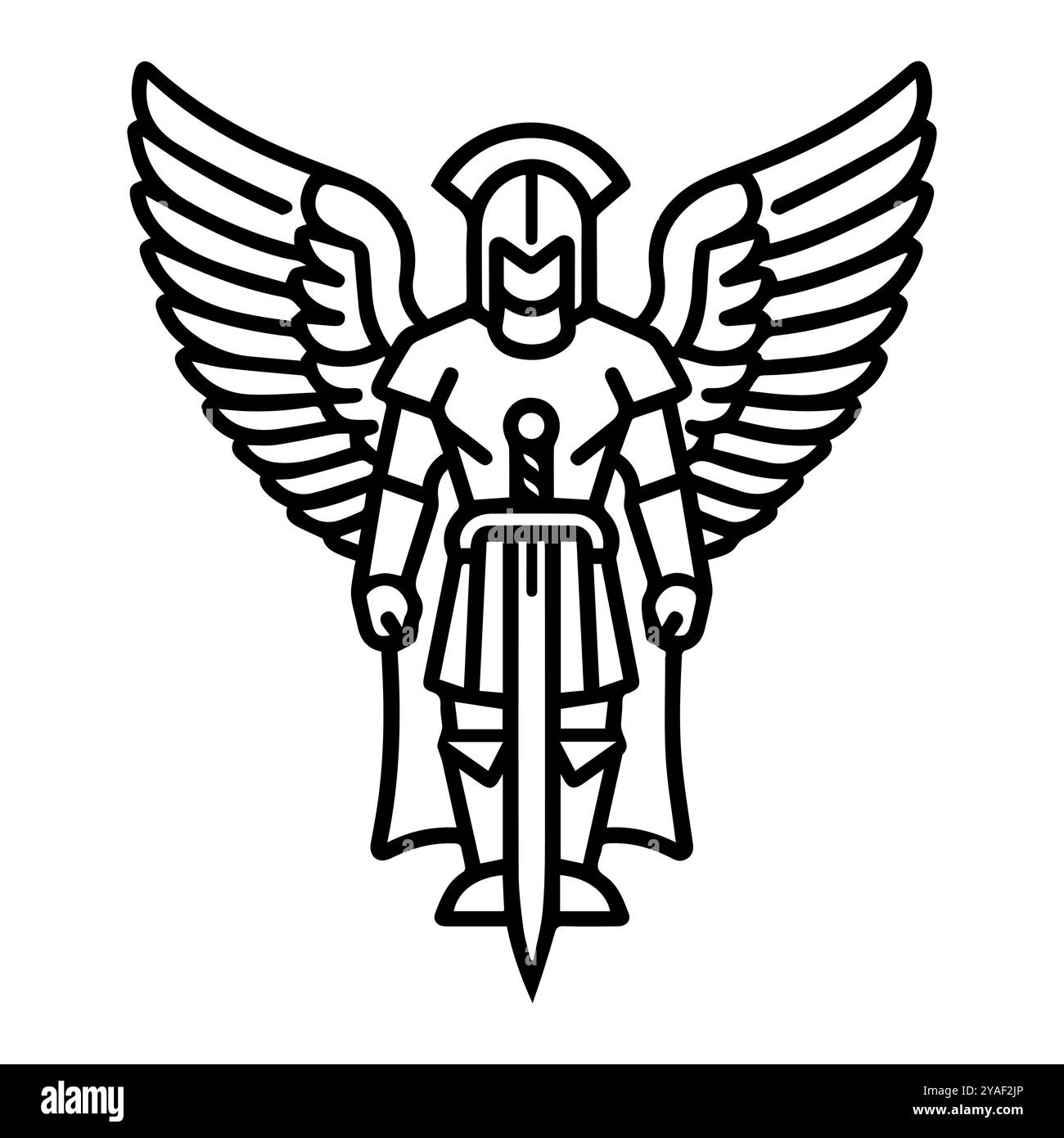 erzengel-Symbol oder modernes Liniensymbol. Vektorgrafik und Ikonendesign mit auffälligen Konturen. Schwarz-weiß Pixel Perfect minimalistisches Symbol isoliert wh Stock Vektor