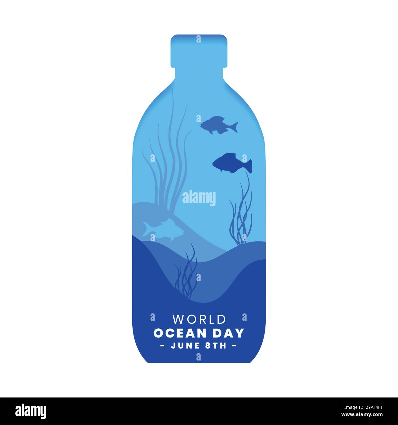 Hintergrund des World Ocean Day Events mit Save and Clean Water Message Vektor Stock Vektor