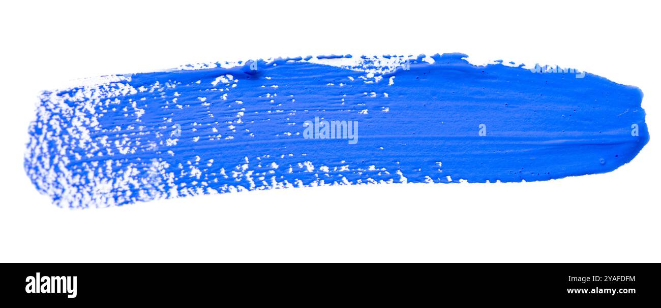 Blaue Temperafarbe auf weißem Papier Stockfoto