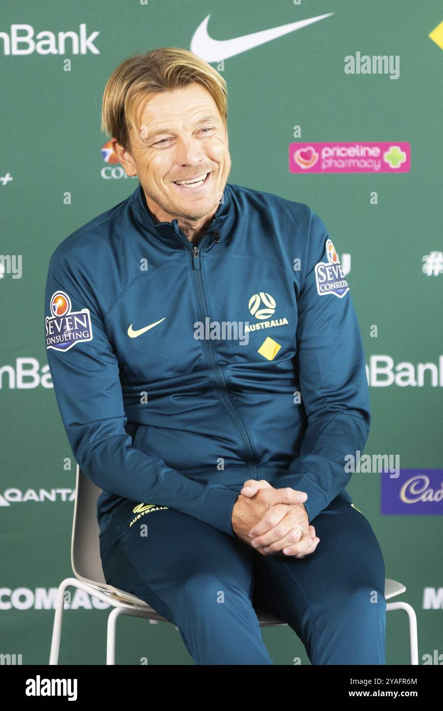 MELBOURNE, AUSTRALIEN, 3. JULI: Matildas Trainer Tony Gustavsson bei der offiziellen Eröffnung der australischen Matildas Trainingseinrichtung und FIFA 2023 Wome Stockfoto