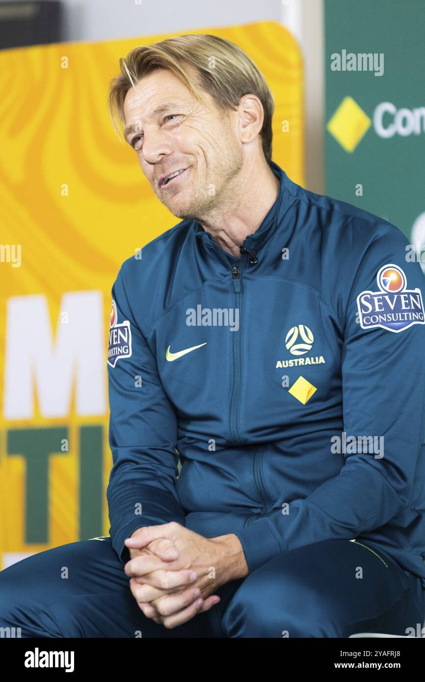 MELBOURNE, AUSTRALIEN, 3. JULI: Matildas Trainer Tony Gustavsson bei der offiziellen Eröffnung der australischen Matildas Trainingseinrichtung und FIFA 2023 Wome Stockfoto