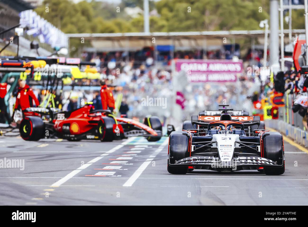 MELBOURNE, AUSTRALIEN, 1. APRIL: Nyck de Vries aus den Niederlanden fährt die Scuderia AlphaTauri AT04 während des Qualifyings bei der Australian Grand PR 2023 Stockfoto