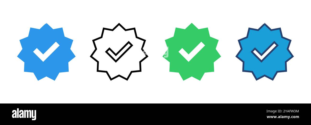 Verifizierter Symbolvektor. Prüfzeichen. Symbol „genehmigt“ Stock Vektor