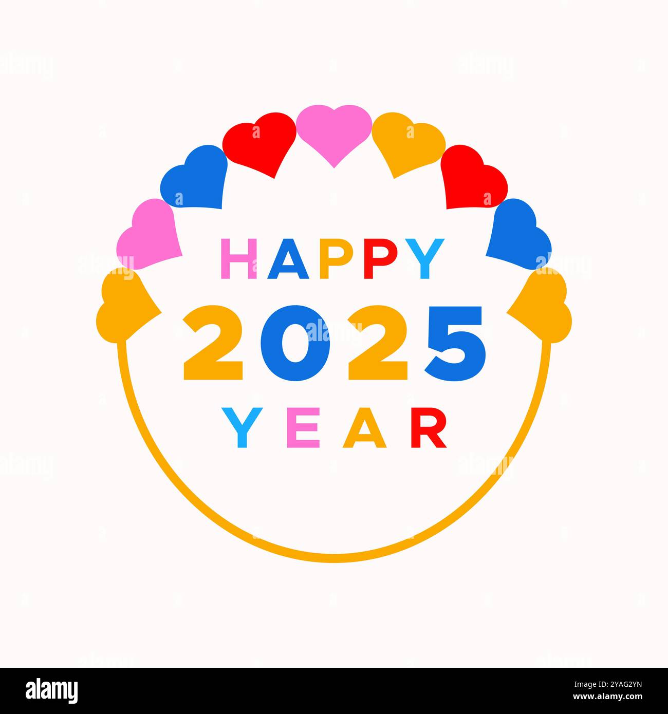 Happy New Year 2025 Text mit Herzrahmen Vektor Illustration für Feier Neues Jahr isoliert Stock Vektor