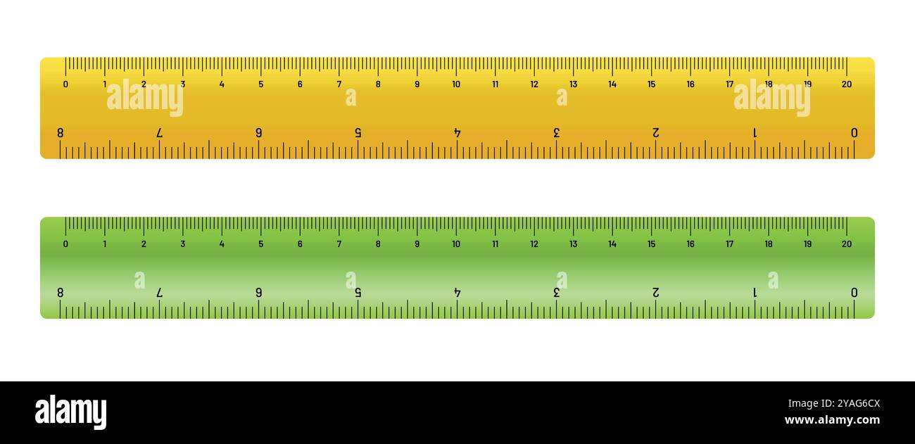 Realistische metrische Lineale mit cm und Zoll Stock Vektor