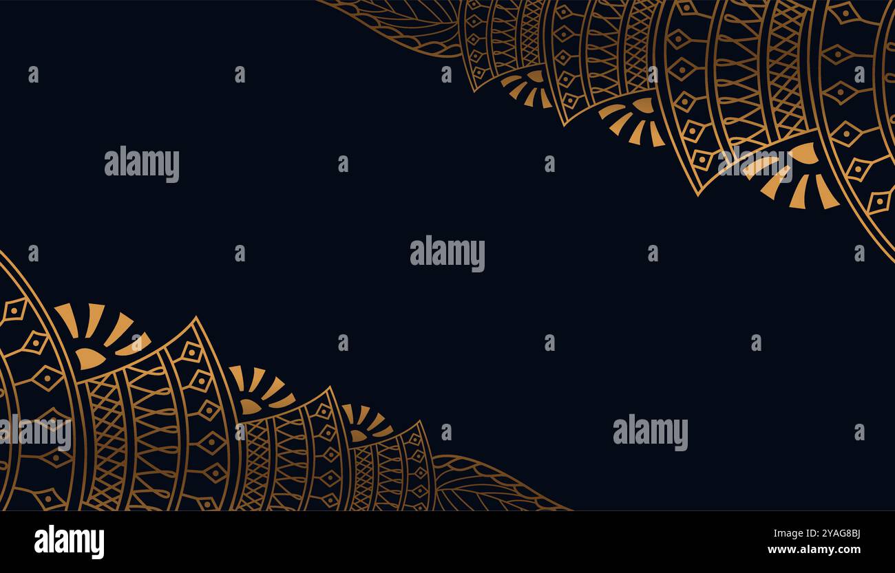 Künstlerische und ethnische goldene Henna Muster Hintergrund mit Textraum Vektor Stock Vektor