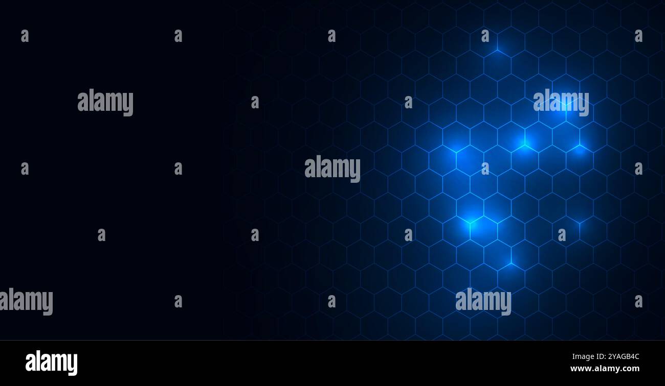 Digitaler Hintergrund mit glühendem sechseckigem Muster für den Vektor der Webdatendarstellung Stock Vektor