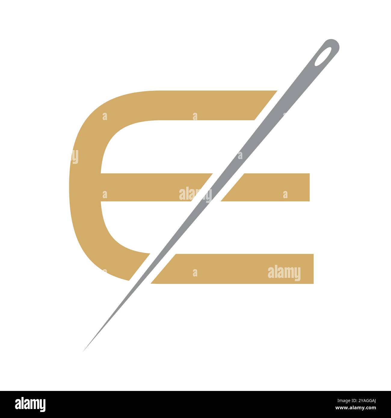 Letter E Tailor Nähnadel Logo Design Konzept für Stickerei, Textil, Mode, Tuch, Stoffsymbol Stock Vektor