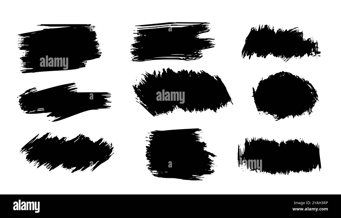 Pinselstrichstil schwarze Grungy-Farbe im Set-Vektor Stock Vektor