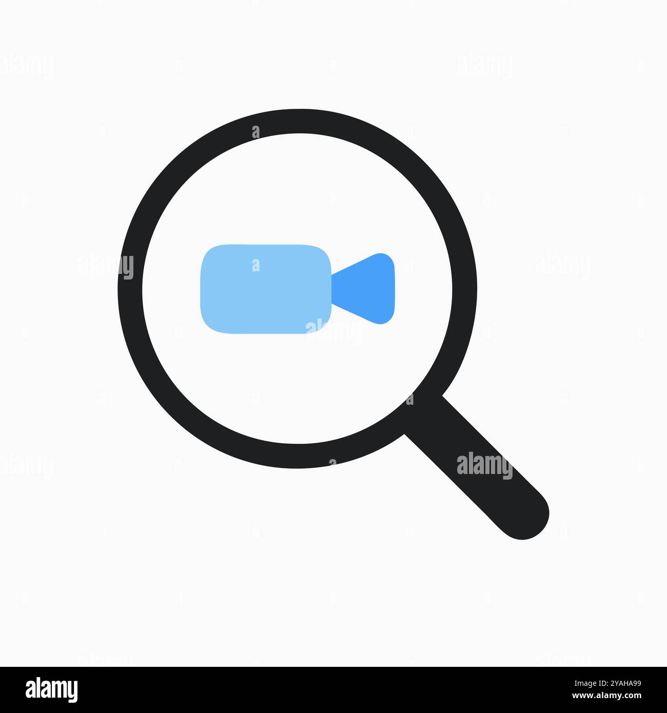 Symbol für die Videosuche mit Lupensymbol. Stock Vektor