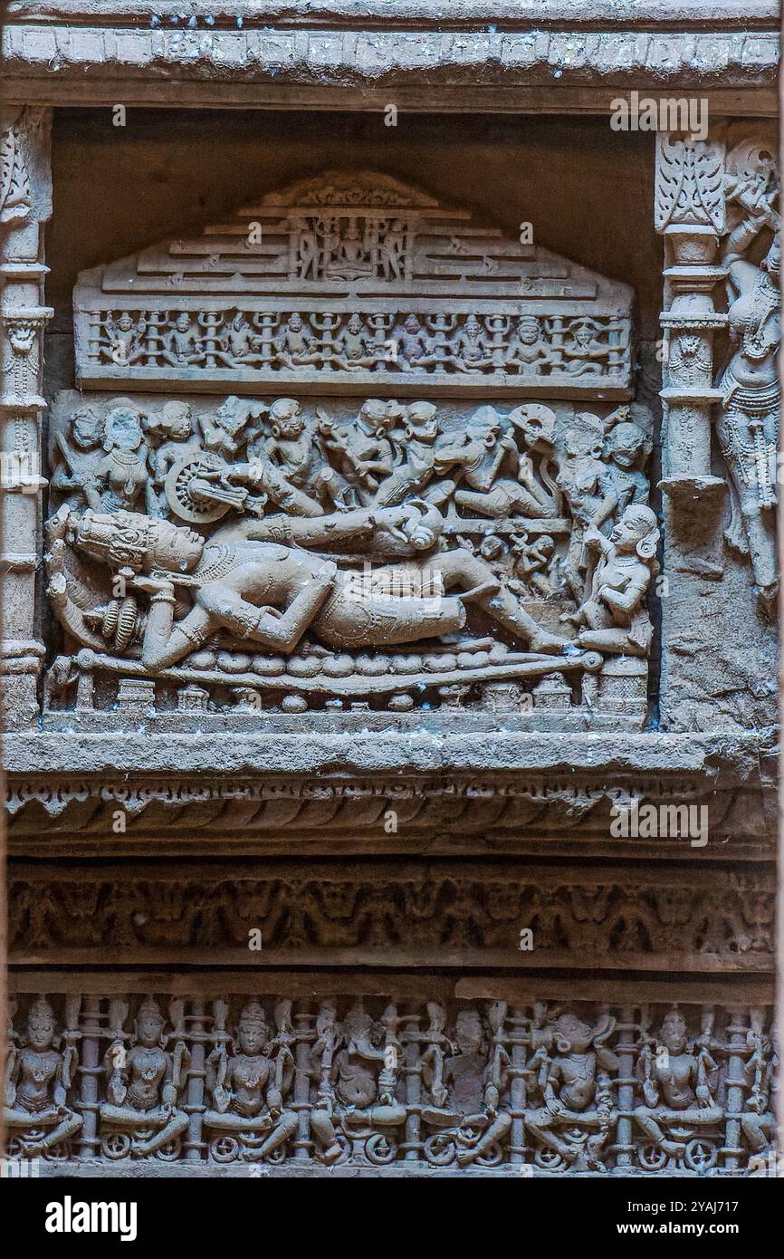 10 20 2007 Sheshashahi-Vishnu Rani vav Stufenbrunnen Patan Gujarat Indien.Asien. Stockfoto 10 20 2007 Sheshashahi-Vishnu Rani vav Stufenbrunnen Patan Gujarat Indien.Asien. Stockfoto