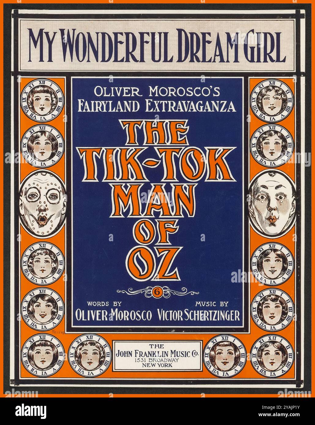 MY WONDERFUL DREAM GIRL Notenillustration aus dem Musical The Tik-Tok man of Oz aus dem Jahr 1913. 1913 Victor Schertzinger, Oliver Morosco Stockfoto