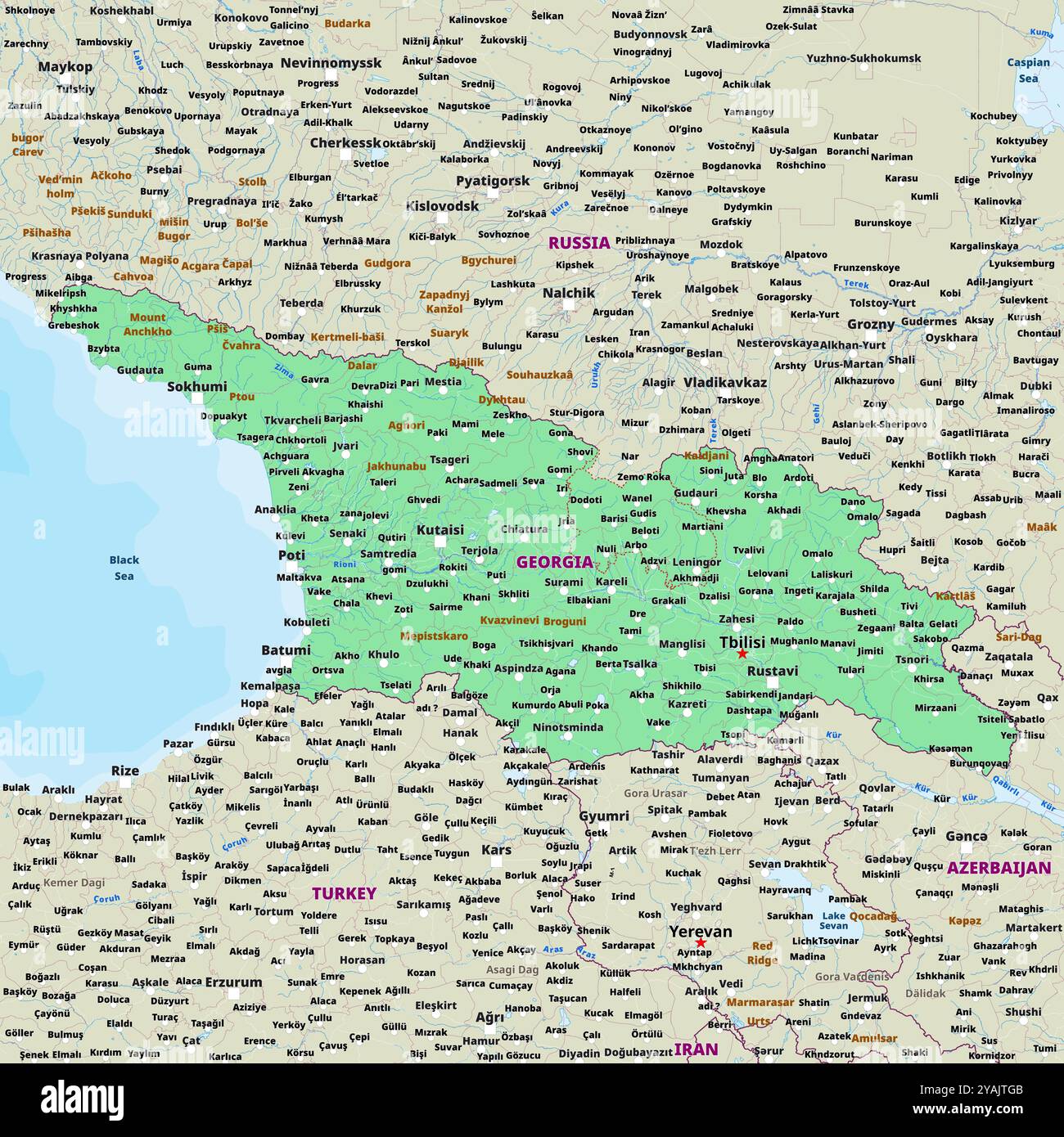 Einfache politische Karte von Georgien Stock Vektor