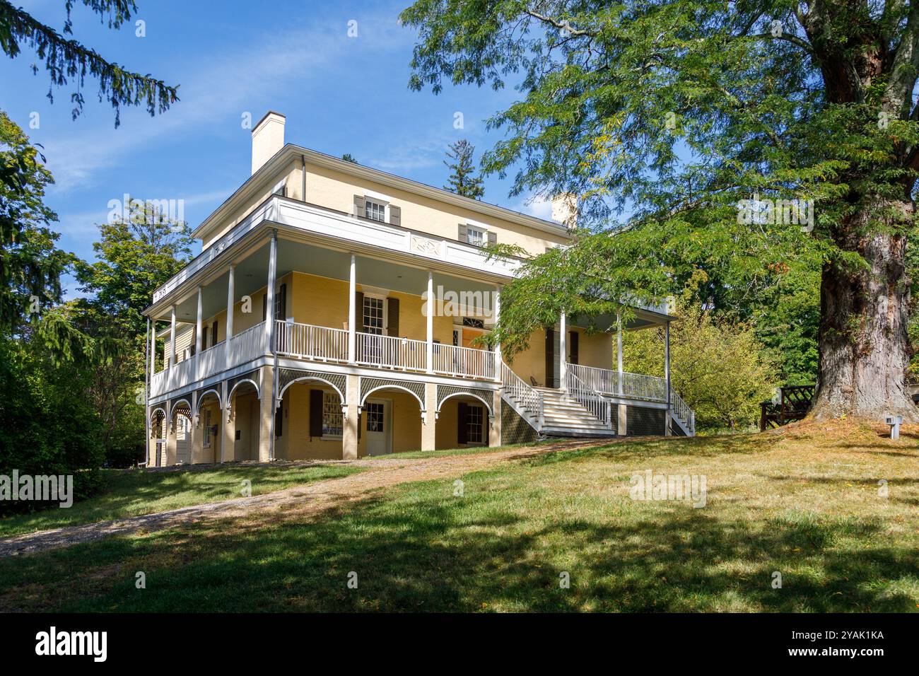 Die Thomas Cole National Historic Site, auch bekannt als Cedar Grove, ist ein National Historic Landmark in Catskill im US-Bundesstaat New York. Stockfoto