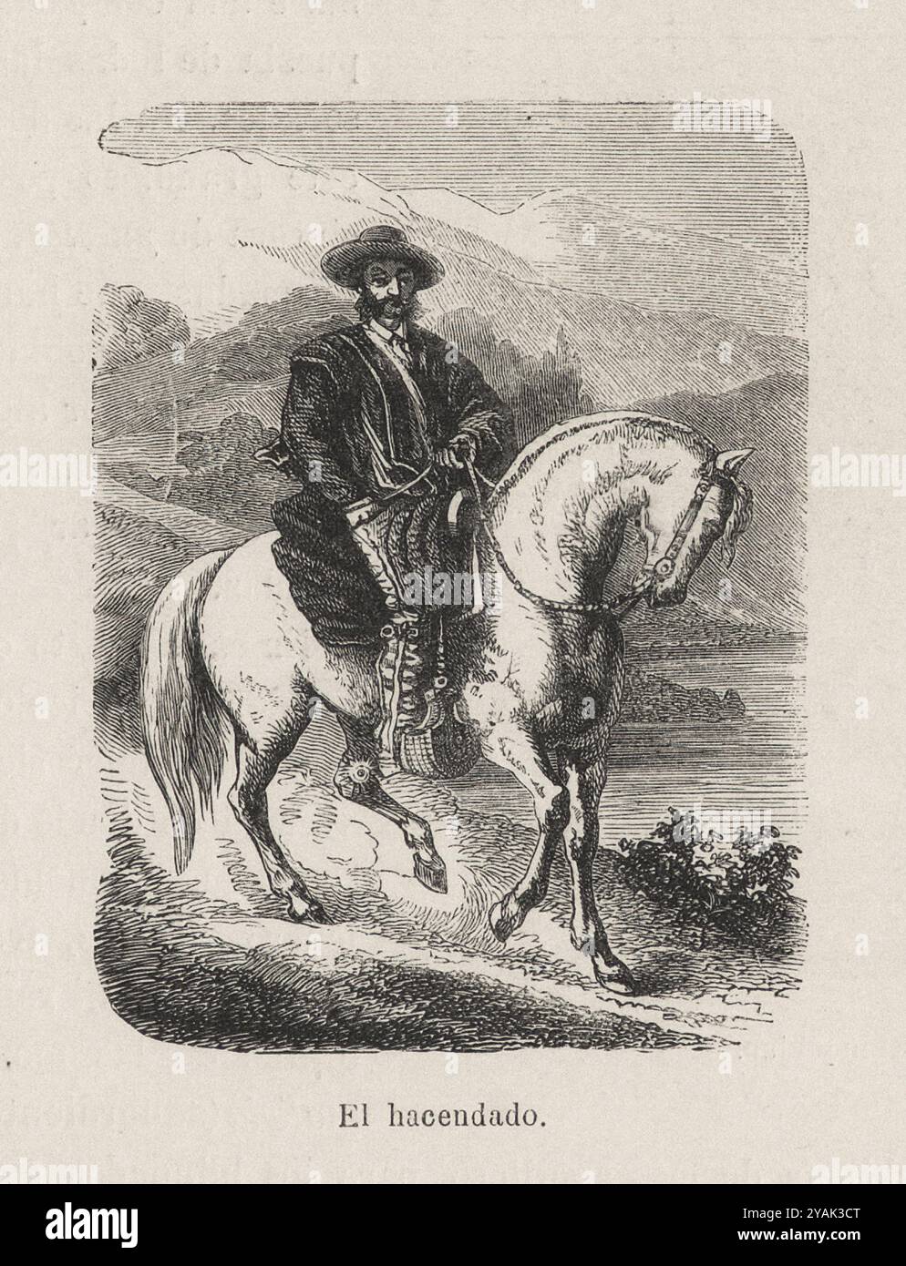 Chile des 19. Jahrhunderts. Vintage-Illustration eines chilenischen Landbesitzers (El hacendado). Chile. 1872 Stockfoto