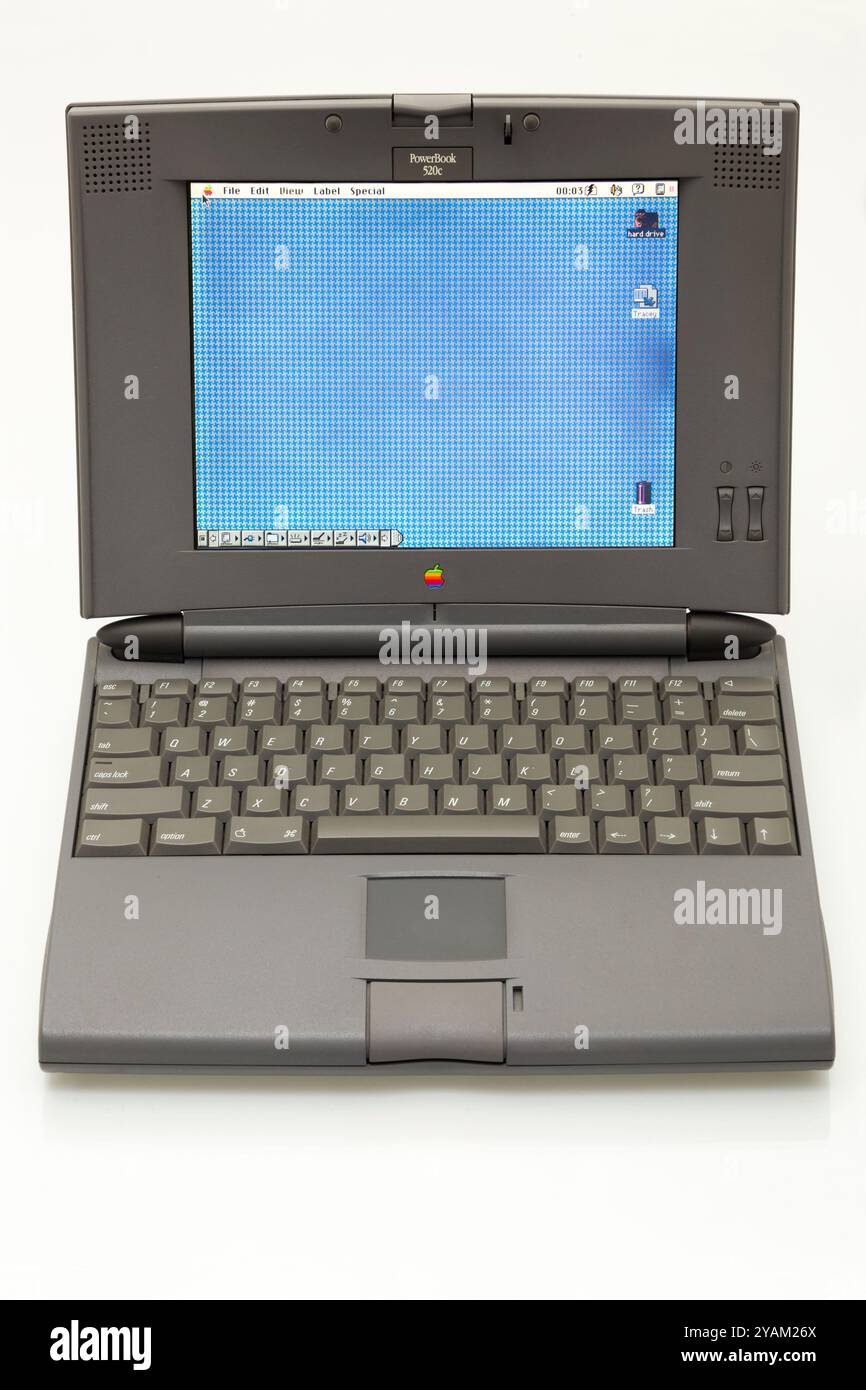 Altes Apple Mac Macintosh Powerbook Modell 520 C. früher Laptop. Einführungsdatum: 16. Mai 1994. Eingestellt Am 16. September 1995. (141) Stockfoto