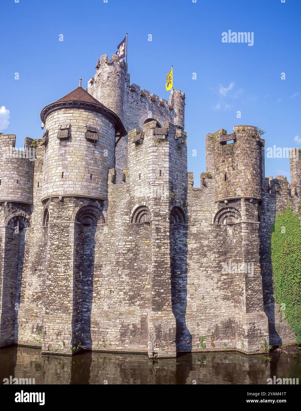 Das mittelalterliche Gravensteen Castle, Gent (Gent), Provinz Ostflandern, Königreich Belgien Stockfoto