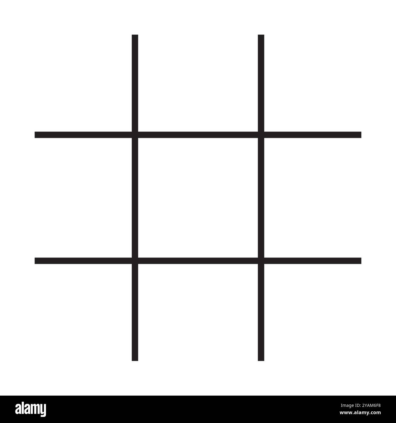 Einfaches schwarzes Raster mit drei vertikalen und drei horizontalen Linien. Minimalistischer Stil. Keine zusätzlichen Elemente. Stock Vektor
