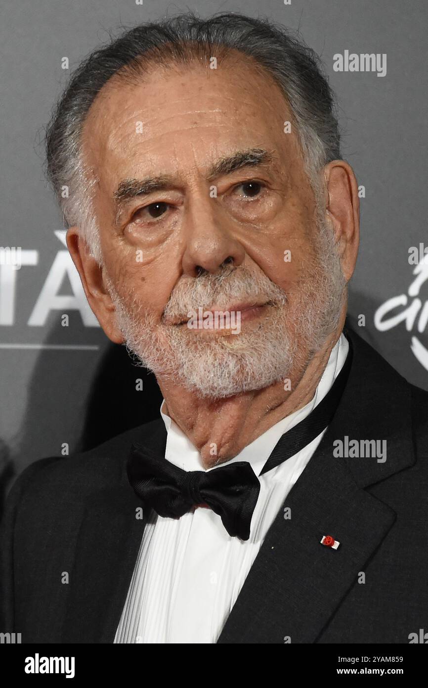 Rom, Italien. Oktober 2024. Francis Ford Coppola nimmt am 14. Oktober 2024 in Rom, Italien am Cinecittˆ am „Megalopolis“ vor der Eröffnung des Roten Teppichs des 19. Rom Film Festivals und am 22. Alice Nella Cittˆ Teil (Foto: AllShotLive/SIPA USA) Credit: SIPA USA/Alamy Live News Stockfoto