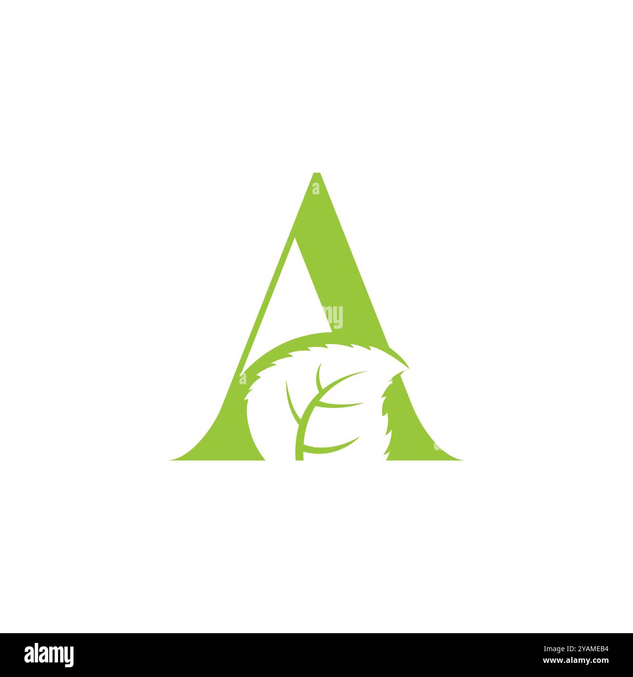 Buchstabe A mit Blattlogo. Ursprüngliches Design des Öko-Logos. Umweltfreundlich, ökologisch und umweltfreundlich. Abbildung des isolierten Vektors Stock Vektor