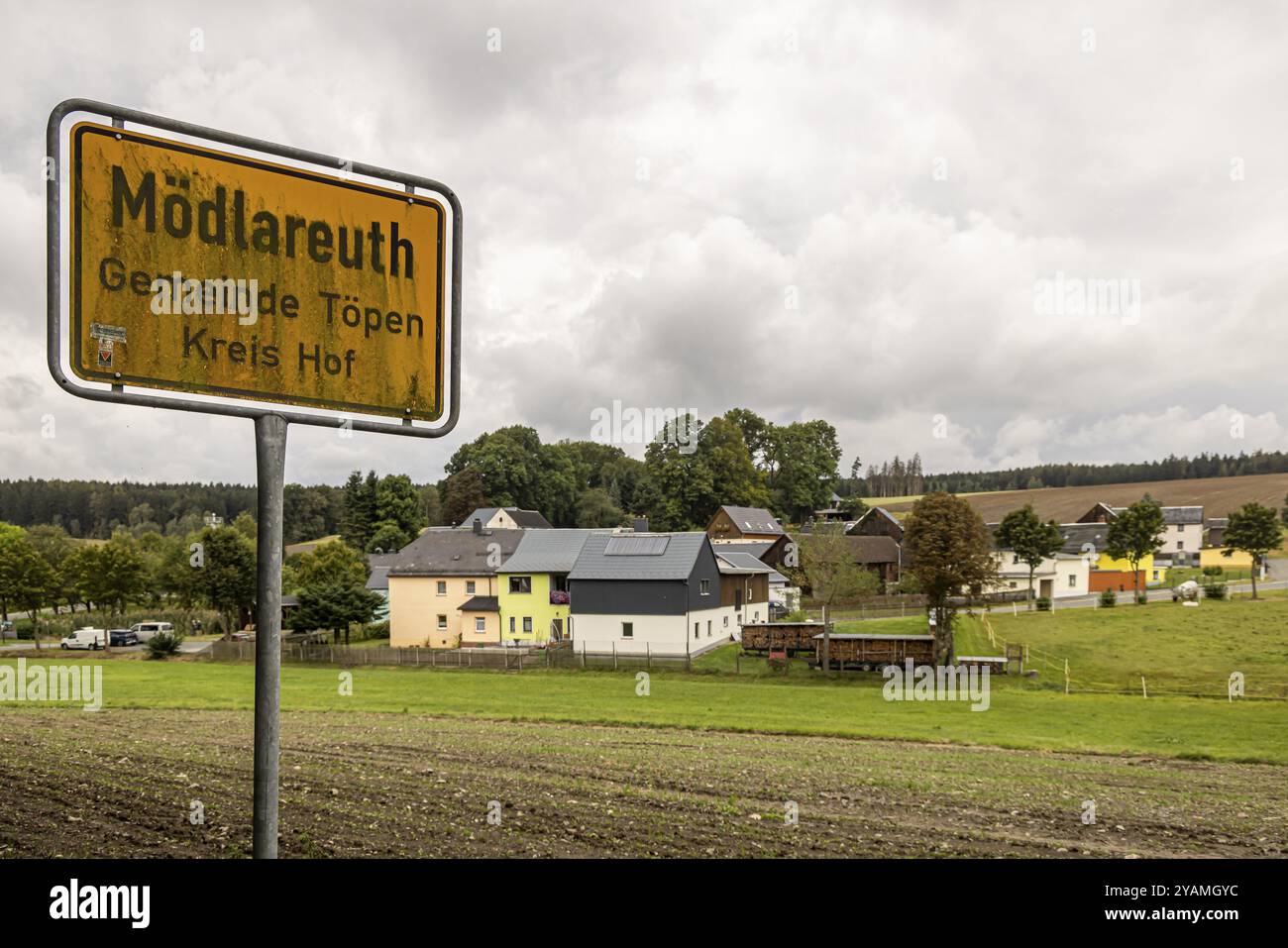 Moedlareuth, Gemeinde mit 55 Einwohnern, die zum Teil im Freistaat Thüringen und zum Teil im Freistaat Bayern liegt. Seit 41 Jahren Stockfoto