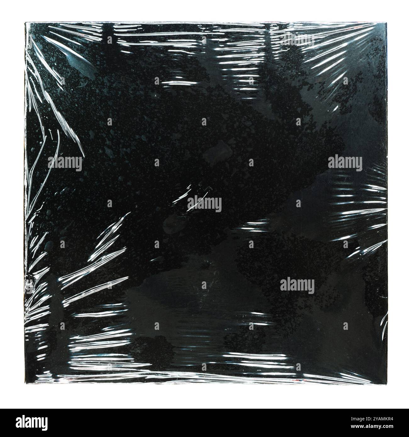 Schwarzes Albumcover mit Folienbeschichtung auf weißem Hintergrund mit Beschneidungspfad Stockfoto