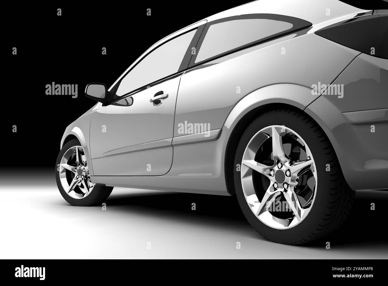 Rückansicht eines Autos auf Schwarz Stockfoto