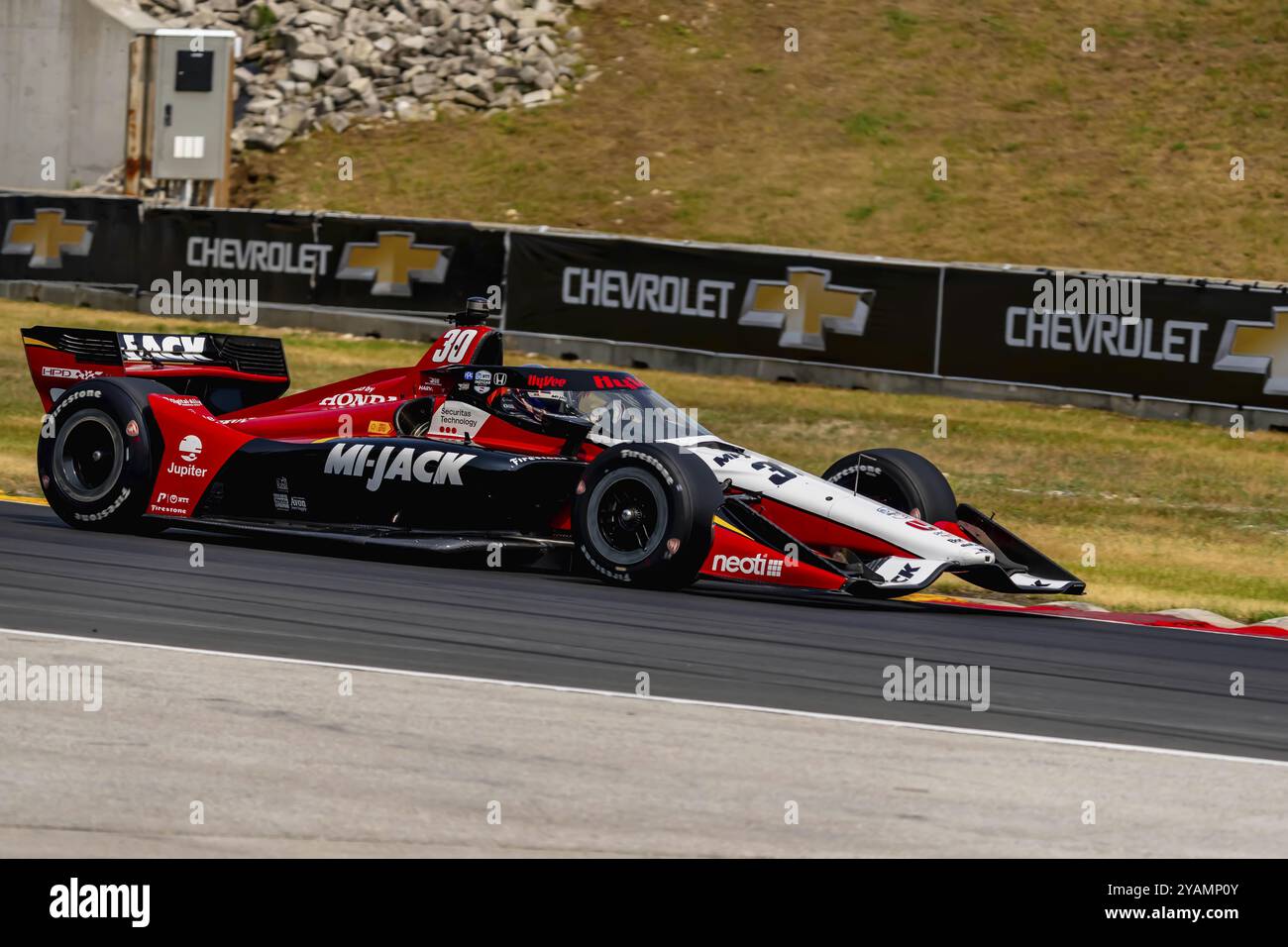 JACK HARVEY (30) aus Bassingham, England, reist während eines Trainings für den Sonsio Grand Prix in der Road America in Elkhart Lake WI durch die Kurven Stockfoto