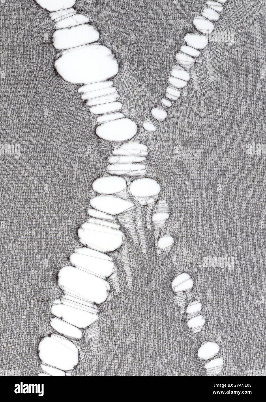 Schwarzer, aufgerufener Nylon mit elastischem Mikronetzgewebe im Hintergrund Stockfoto