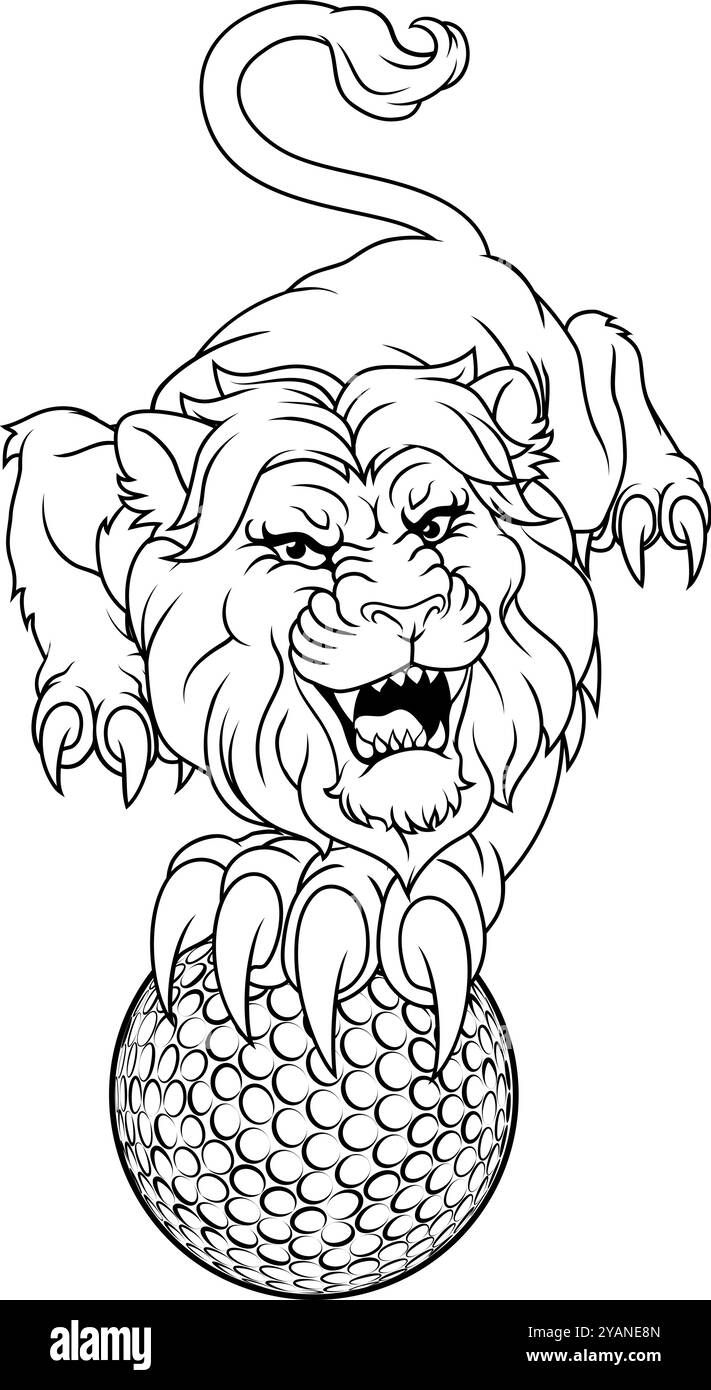 Löwen-Golf-Tiersport-Team-Maskottchen Stock Vektor