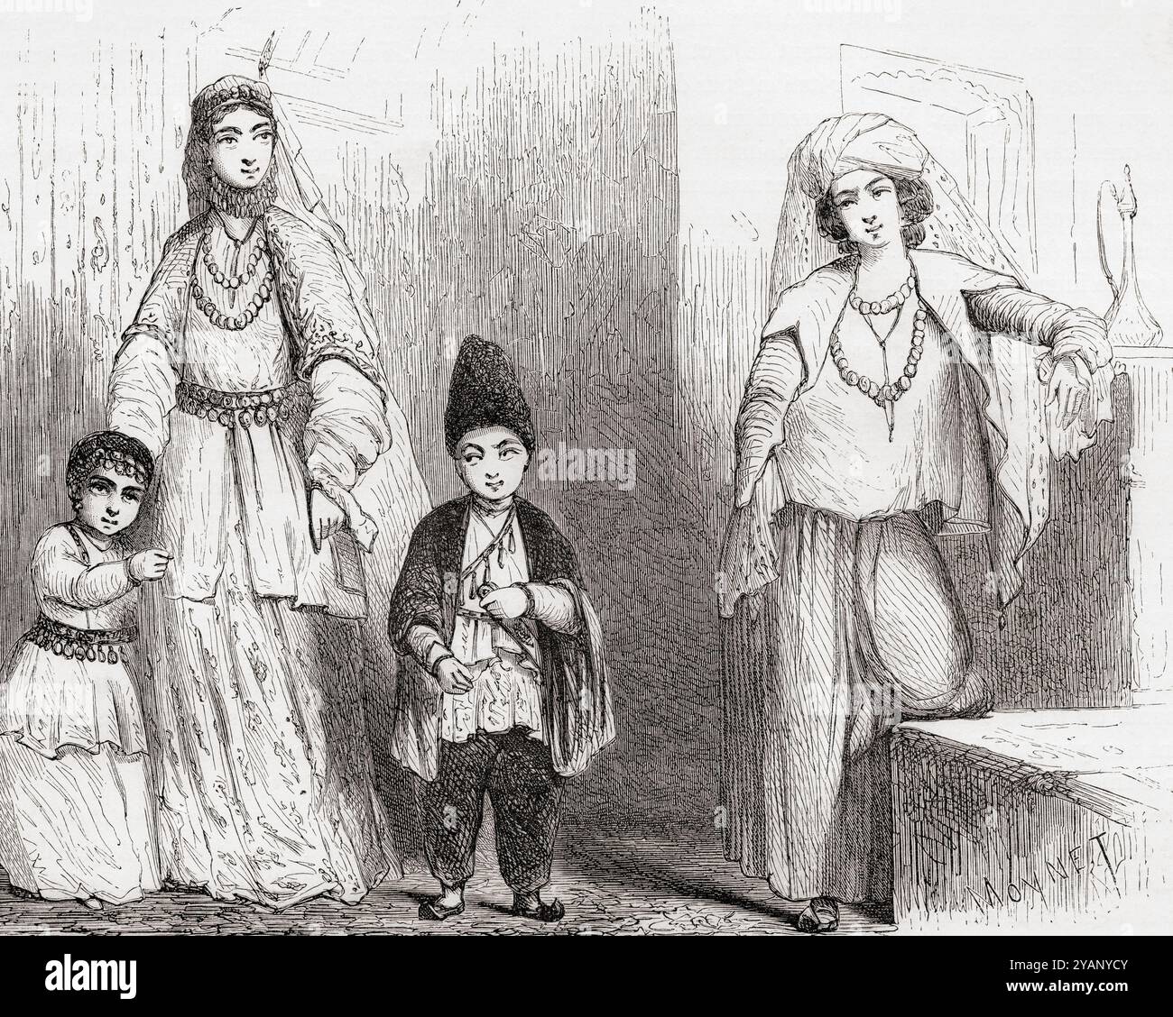 Typisches Kleid, Baku, Aserbaidschan, 1858. Aus Le Tour du Monde, veröffentlicht Paris, 1860. Stockfoto