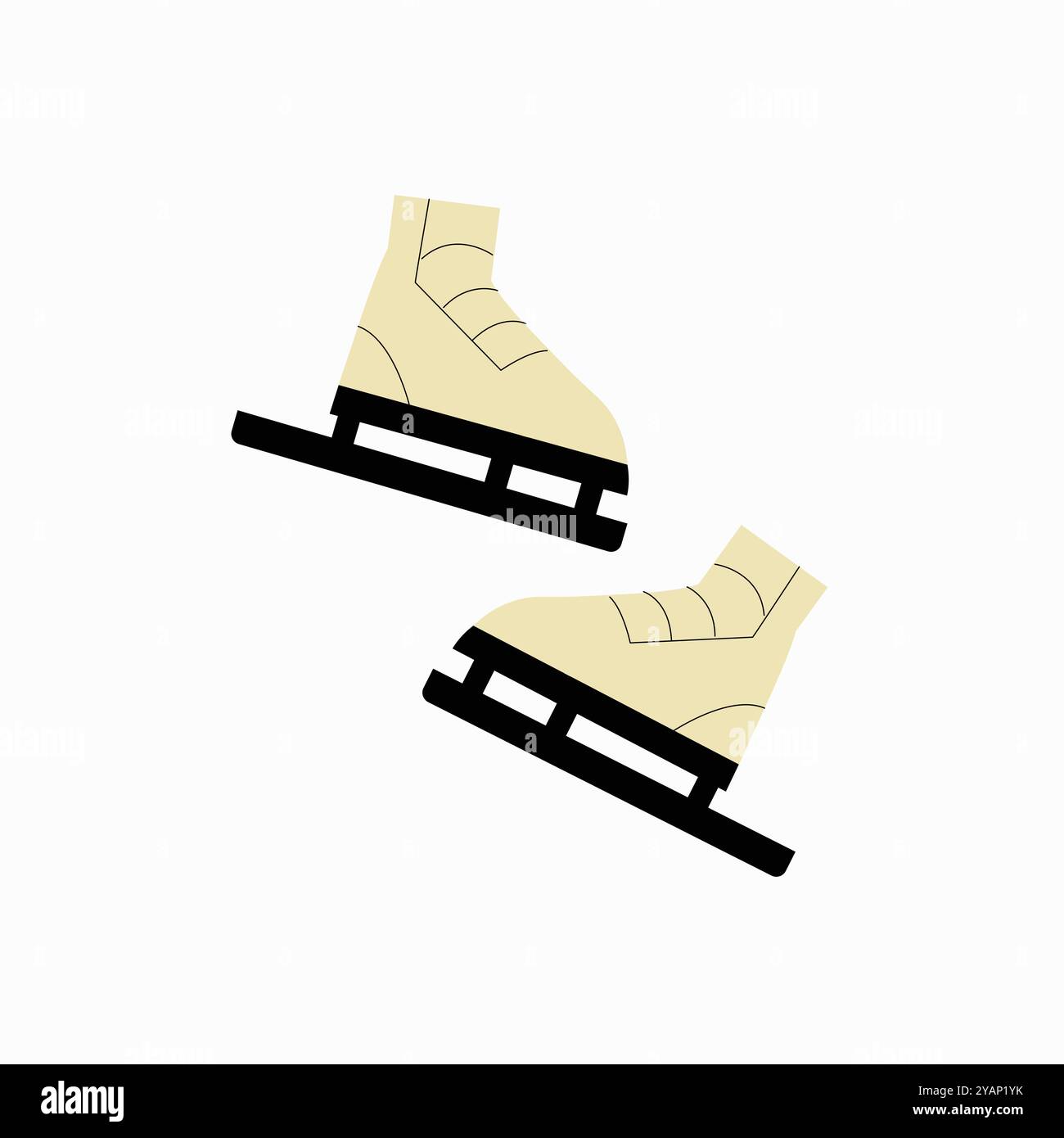 Schlittschuhe in flacher Vektor-Illustration symbolisiert Wintersport, Schlittschuhlaufen und Erholung, isoliert auf weißem Hintergrund. Stock Vektor