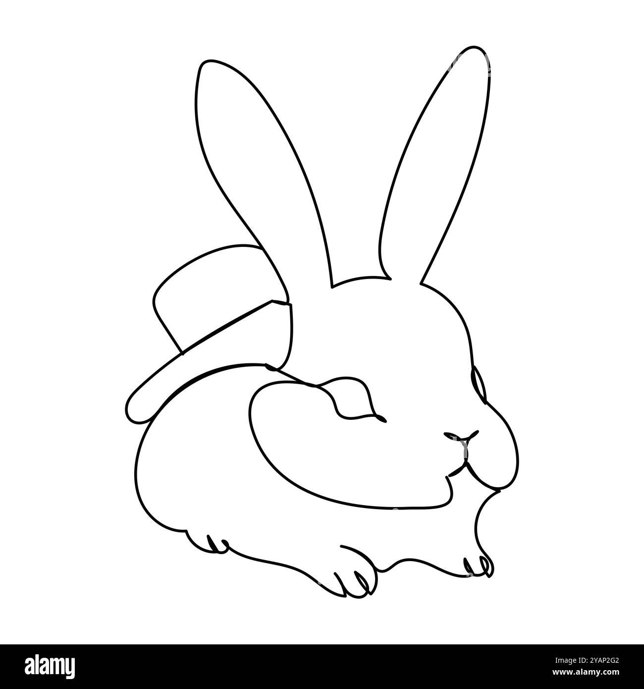 Fortlaufende einzeilige Zeichnung des Osterhasen. Niedliche Kaninchen-Silhouette mit Ohren in schlichtem minimalistischem Stil für Grußkarten im Frühlingsdesign und Webverbot Stock Vektor