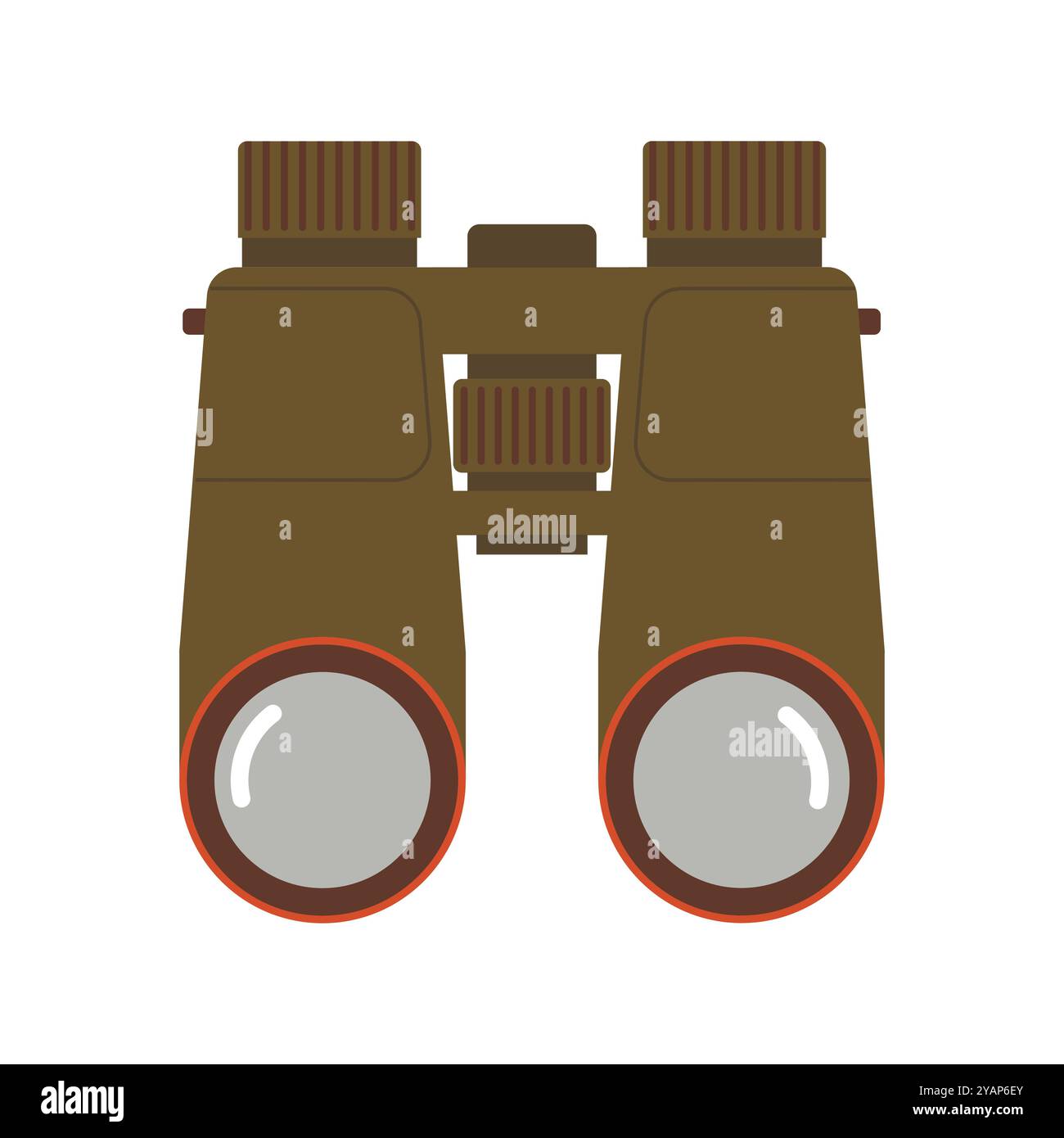 Hochleistungs-Fernglas isoliert auf einem weißen Hintergrund, Campingausrüstung Vektor-Illustration Stock Vektor