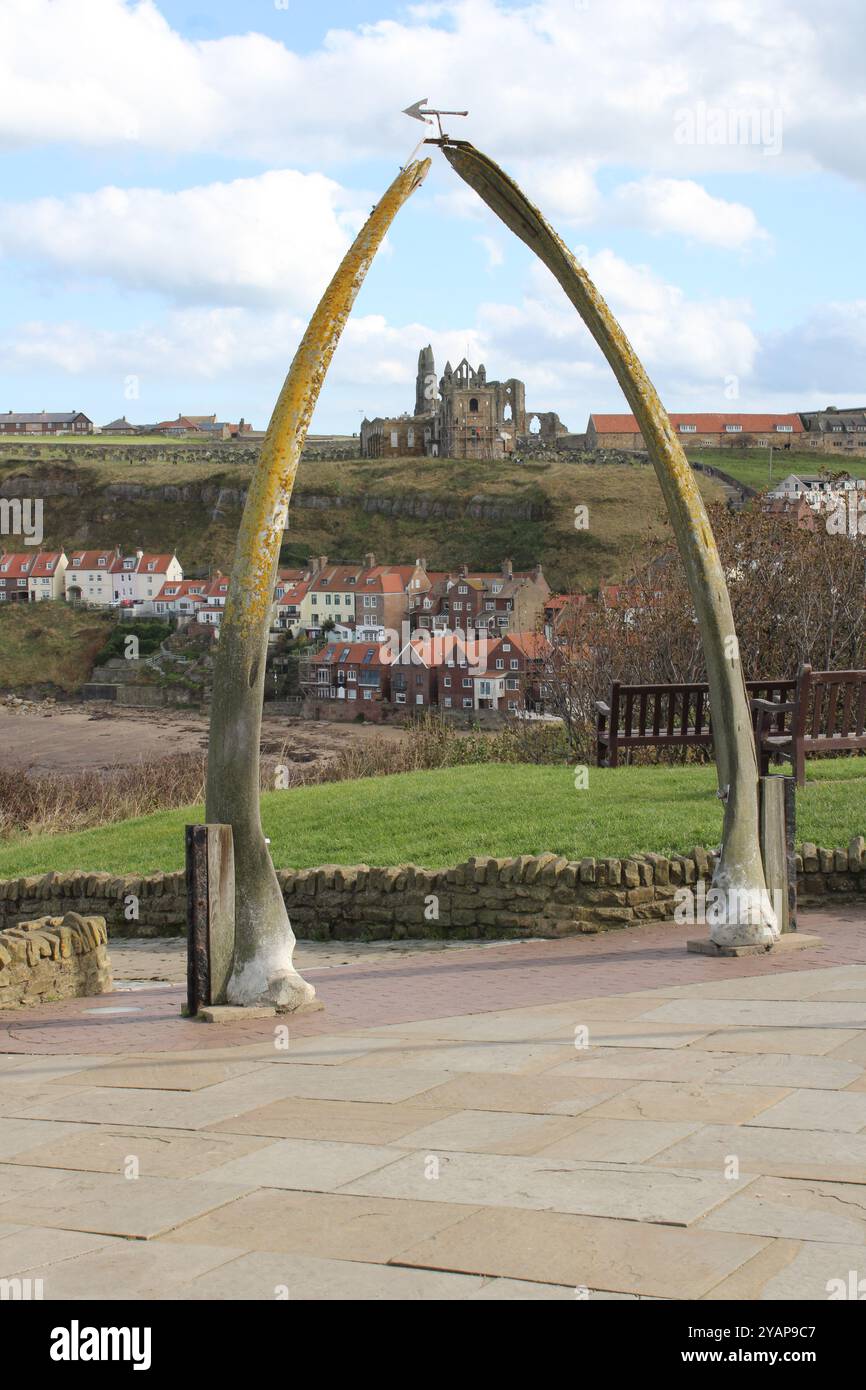 Whitby Whale Bone Arch, Whitby, England Stockfoto
