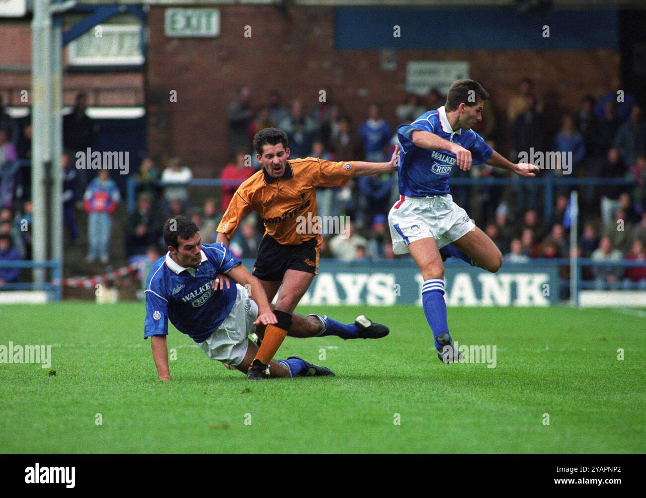 Wölfe-Fußballspieler Andy Thompson Leicester City gegen Wolverhampton Wanderers AR Filbert Street 19/10/91 Stockfoto