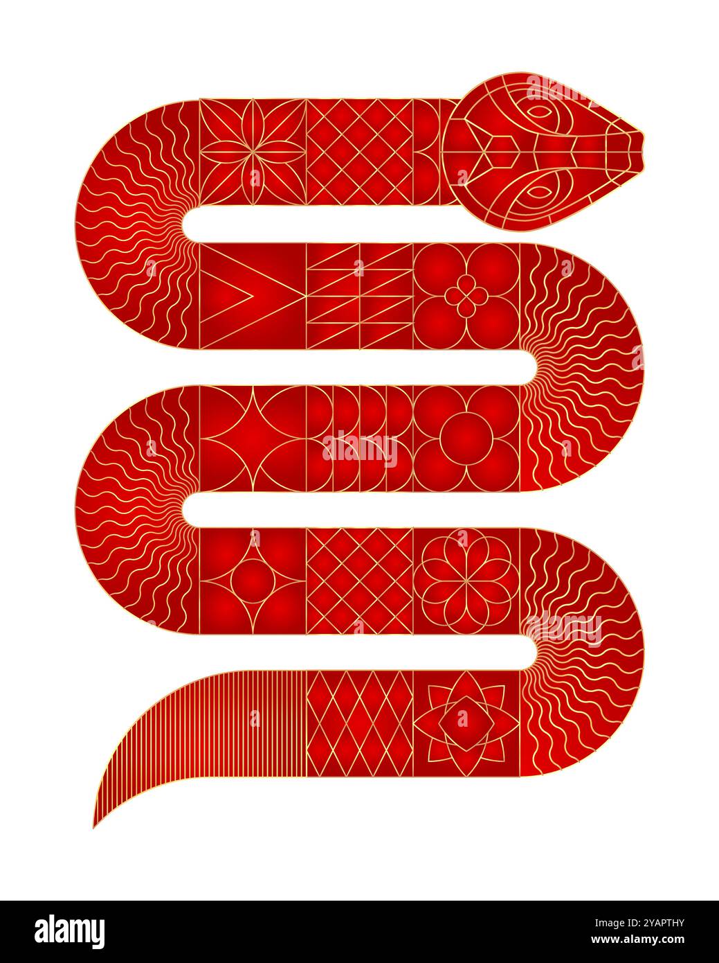 Geometrische Schlange umreißen. Chinesisches Neujahrssymbol 2025. Stock Vektor