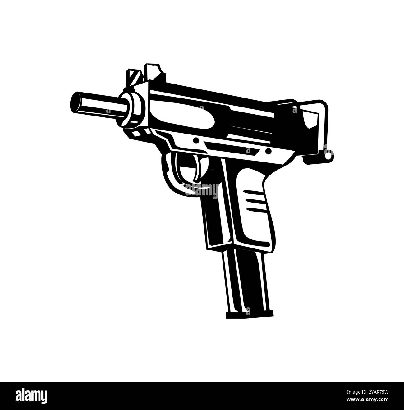 Maschinenpistole symbolisiert Straßenverbrechen, Bandenkultur und Untergrundrebellien Stock Vektor