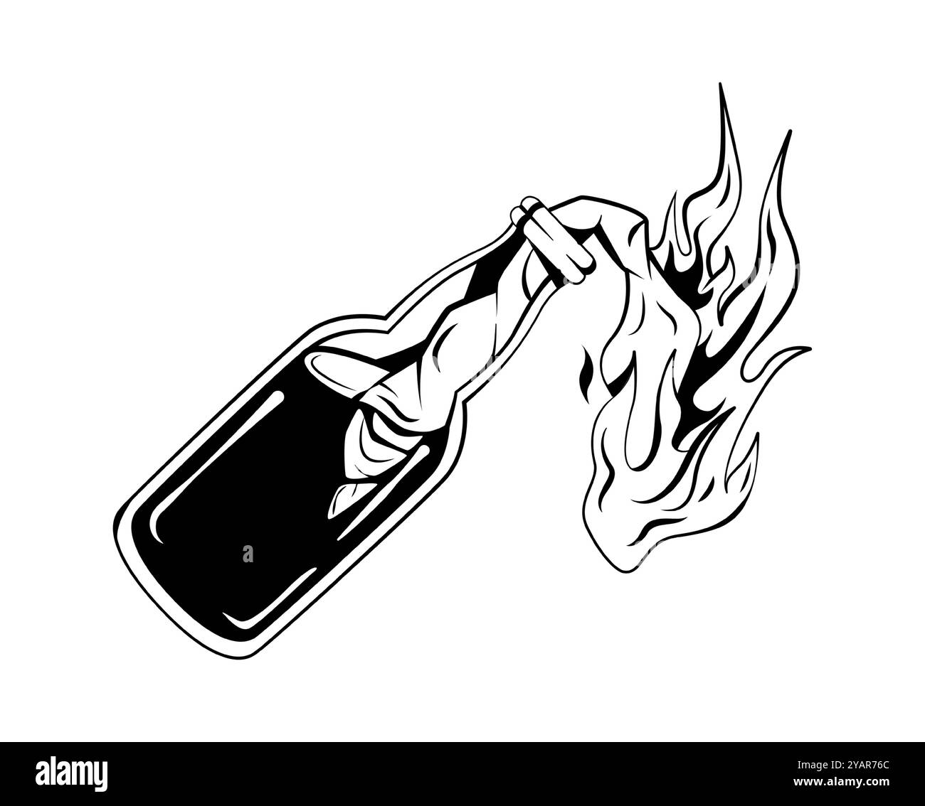 Molotow-Cocktail, symbolisiert Rebellion, Protest und Straßenkriminalität Stock Vektor