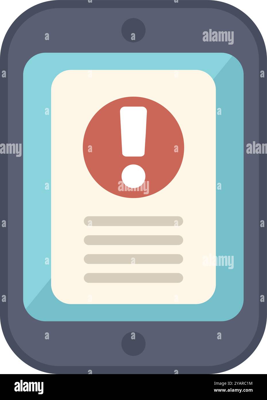 Mobiltelefon zeigt eine wichtige Warnmeldung auf dem Bildschirm an Stock Vektor