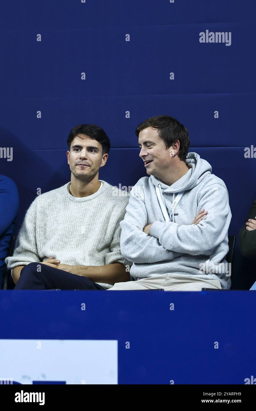 Antwerpen, Belgien. Oktober 2024. Conner Rousseau und Niels Destadsbader nehmen an einem Tennisspiel in der Runde von 32 des Einzelwettbewerbs beim ATP European Open Tennis Turnier in Antwerpen am Dienstag, den 15. Oktober 2024 Teil. BELGA FOTO DAVID PINTENS Credit: Belga News Agency/Alamy Live News Stockfoto