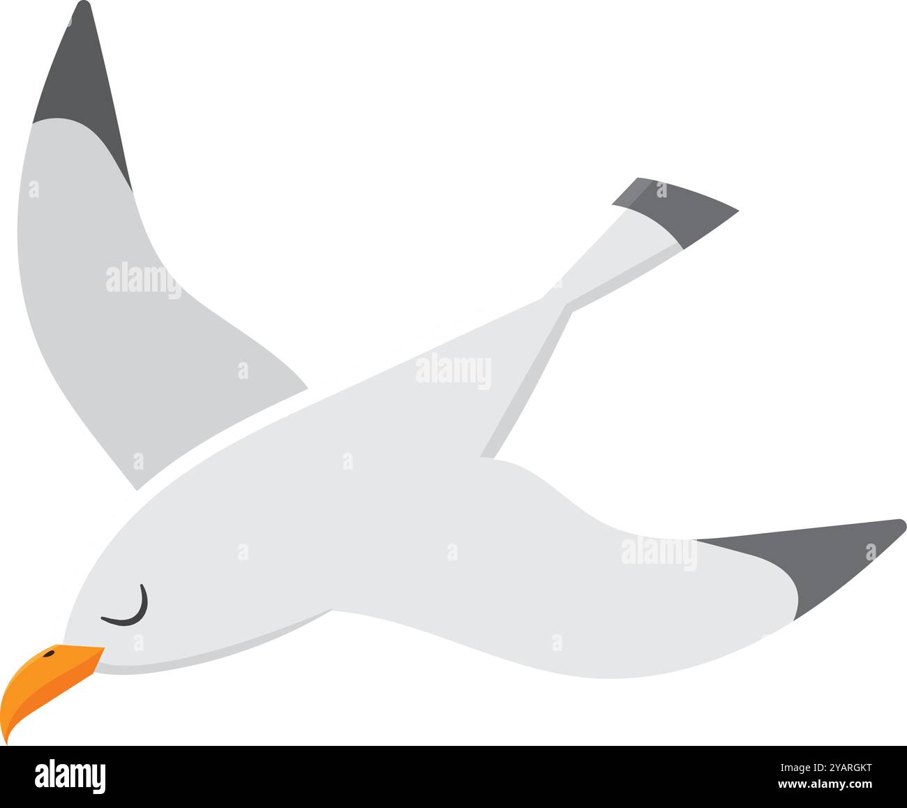 Die anmutige Möwe schwingt elegant mit grauen Flügeln und einem orangen Schnabel und fängt die Schönheit der Natur und die wilde Freiheit über dem Meer ein Stock Vektor