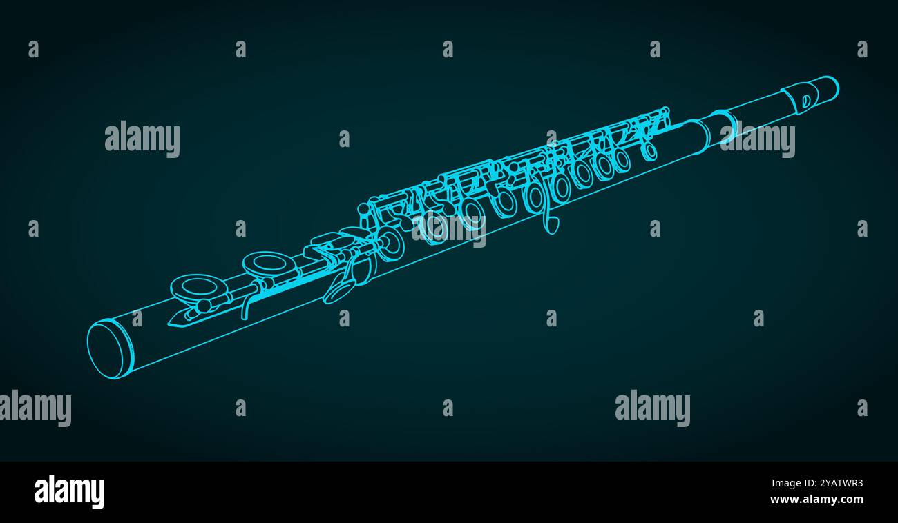 Stilisierte Vektor-Illustration einer Konzertflöte Stock Vektor