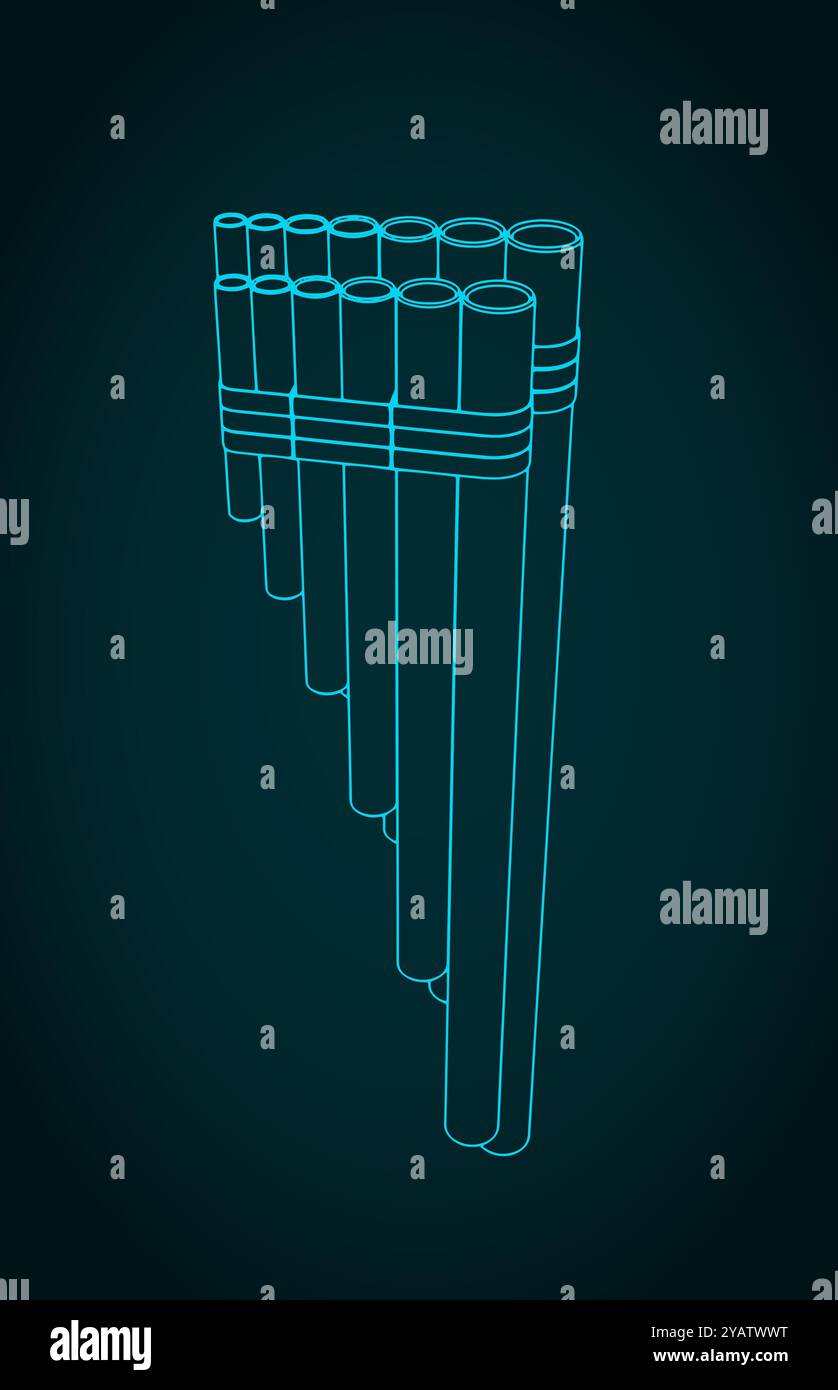 Stilisierte Vektorillustration des Zampona-Pan-Pipes-Instruments Stock Vektor